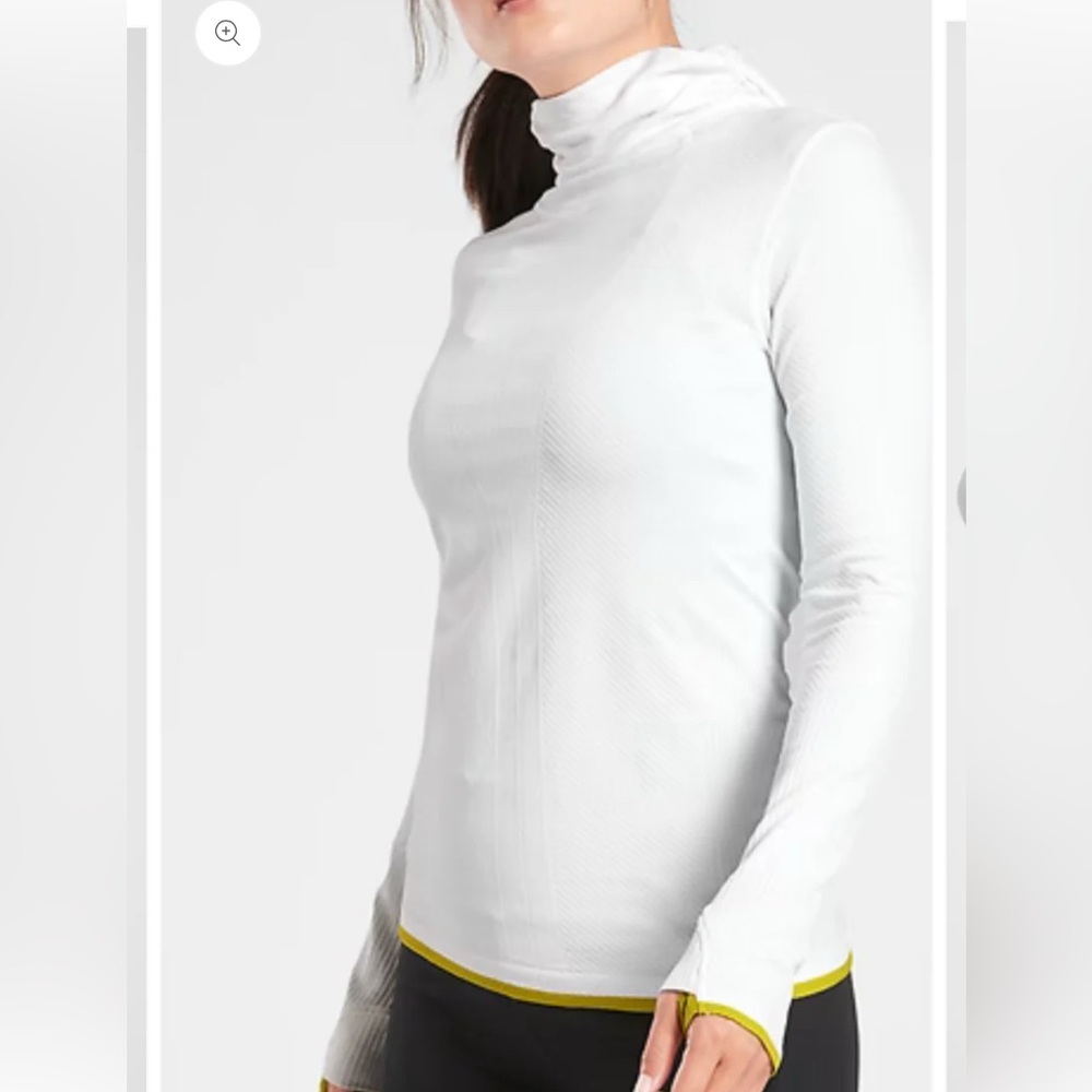 Athleta White Long Sleeve Turtleneck Top